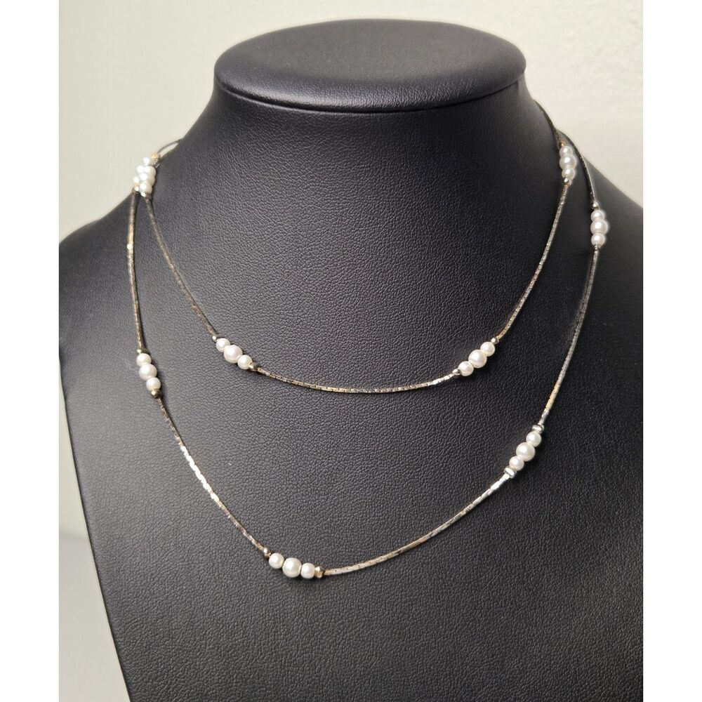 Pearl Station Necklace Vintage